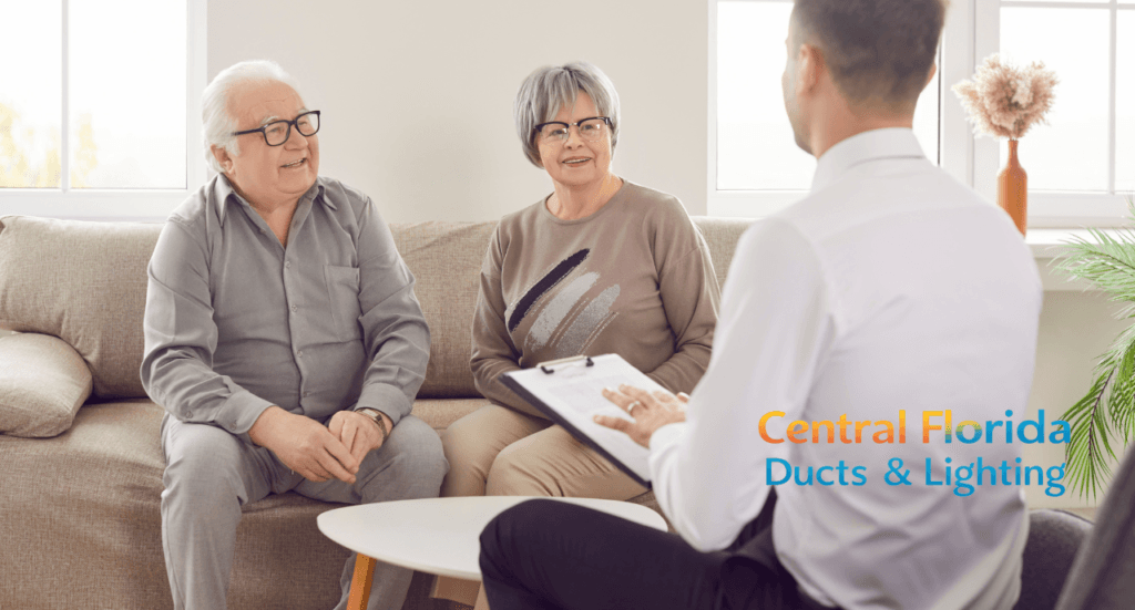 couple getting a lighting consultation