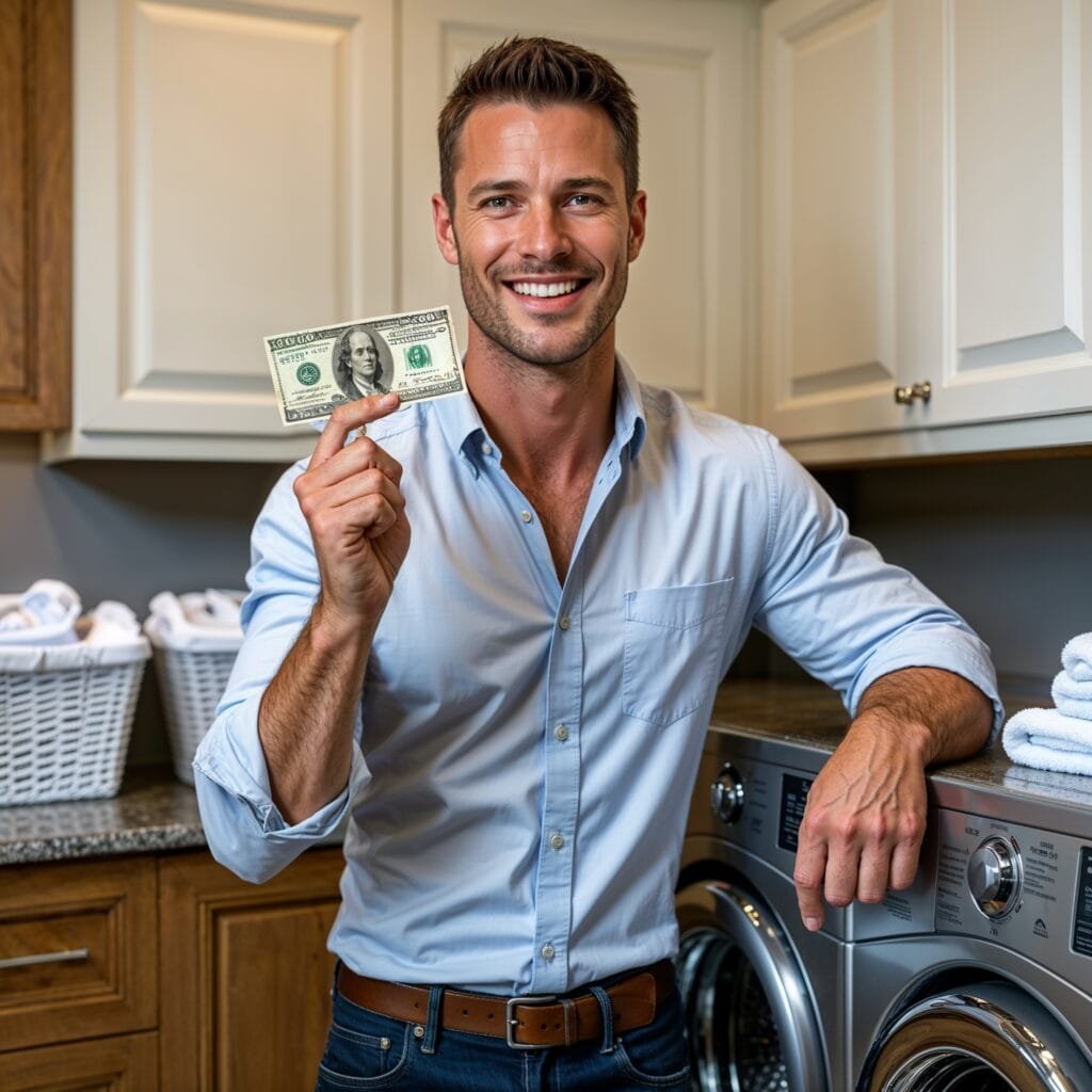 winter haven resident holding cash from saving on a dryer vent cleaning