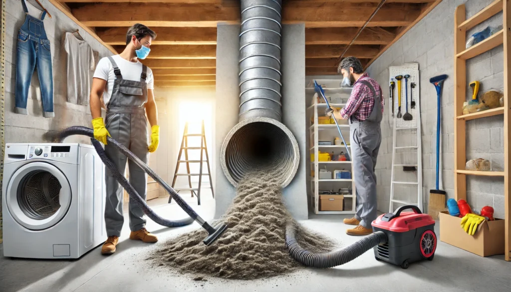 winter haven dryer vent cleaning servicemen cleaning a dryer duct